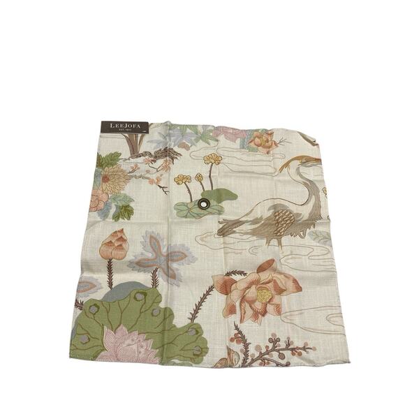 Lee Jofa Floral Fabric Sample Remnant, Floral Birds LUZON Print in Apricot 17” - Picture 1 of 8